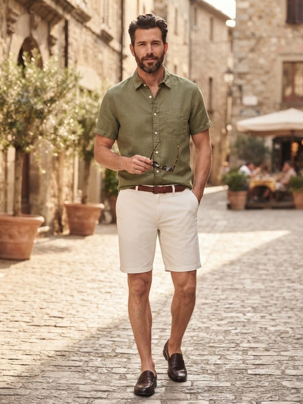 Lucky Brand Olive Green Short-Sleeve Shirt